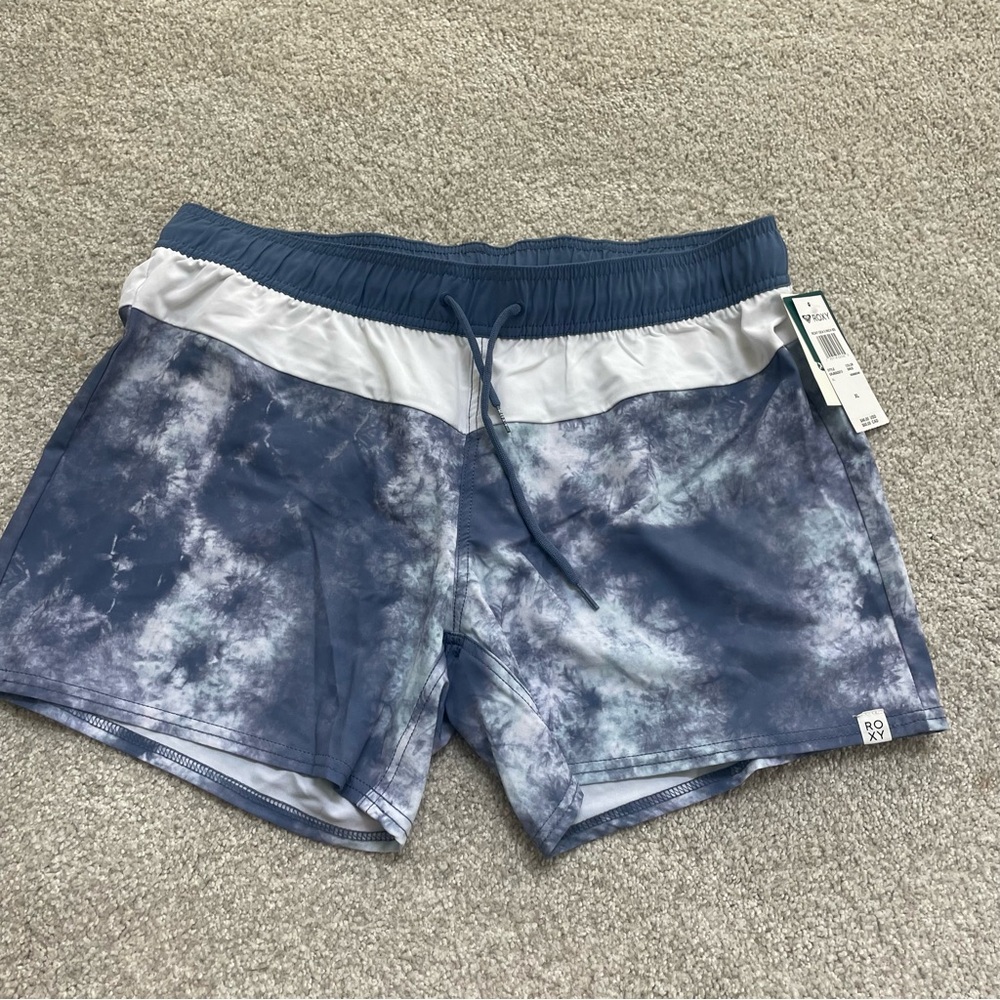 NEW Roxy Blue and White Swim Shorts, Women’s Size XL